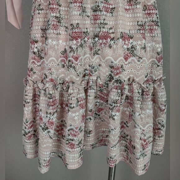 Gianni Bini Ivette Embroider Square Neck Sleeveless A line Floral Dress Size 12 - Picture 14 of 16